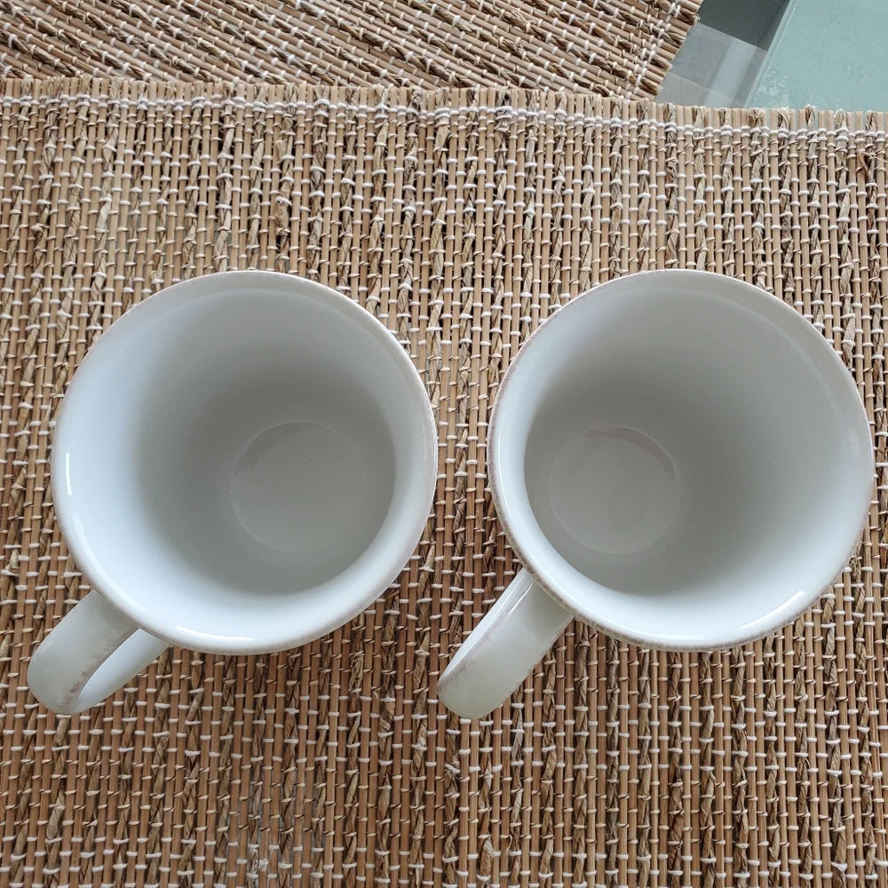 Pottery Barn Two Cambria Stoneware Mugs. Color: Stone. Made in Portugal. EUC.